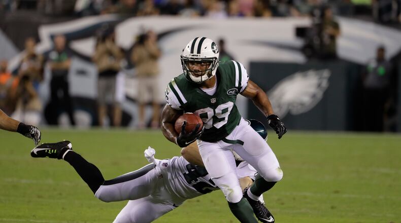 Jalin Marshall, a former Middletown High School and Ohio State standout, played two season with the New York Jets. This week, he signed as a free agent with the Edmonton Elks in the Canadian Football League.(AP Photo/Matt Rourke)