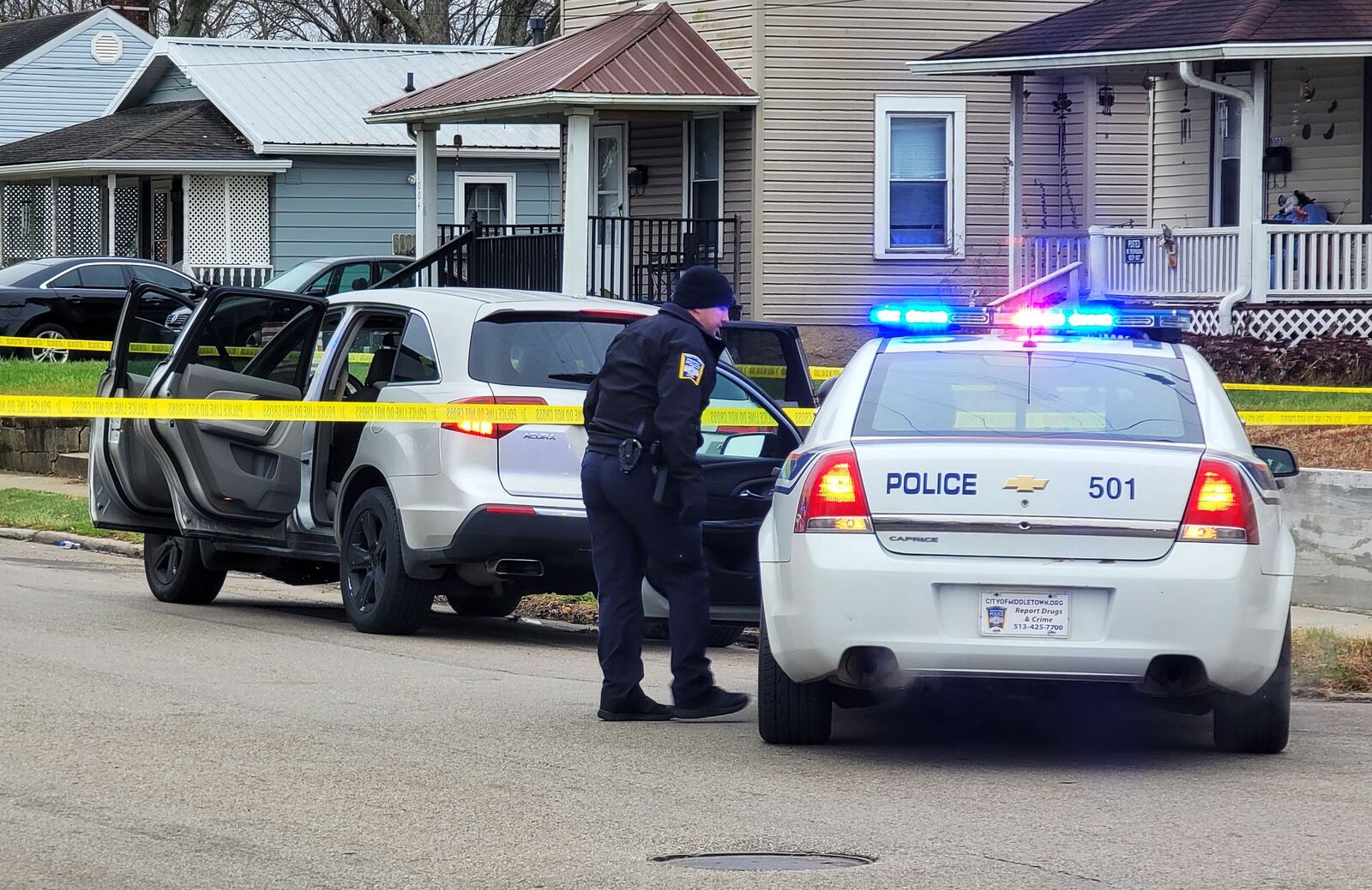 Middletown police investigate a shooting Sunday, Dec. 10, 2023, on Lafayette Avenue. NICK GRAHAM/STAFF