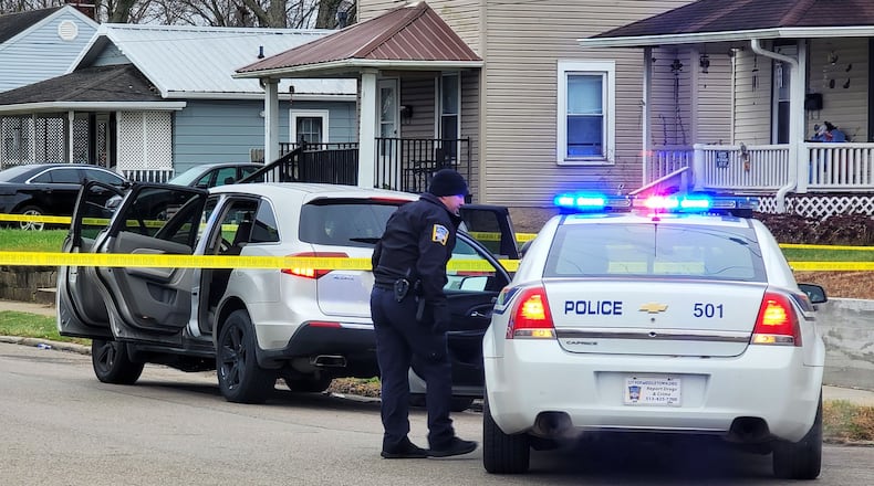 Middletown police investigate a shooting Sunday, Dec. 10, 2023, on Lafayette Avenue. NICK GRAHAM/STAFF
