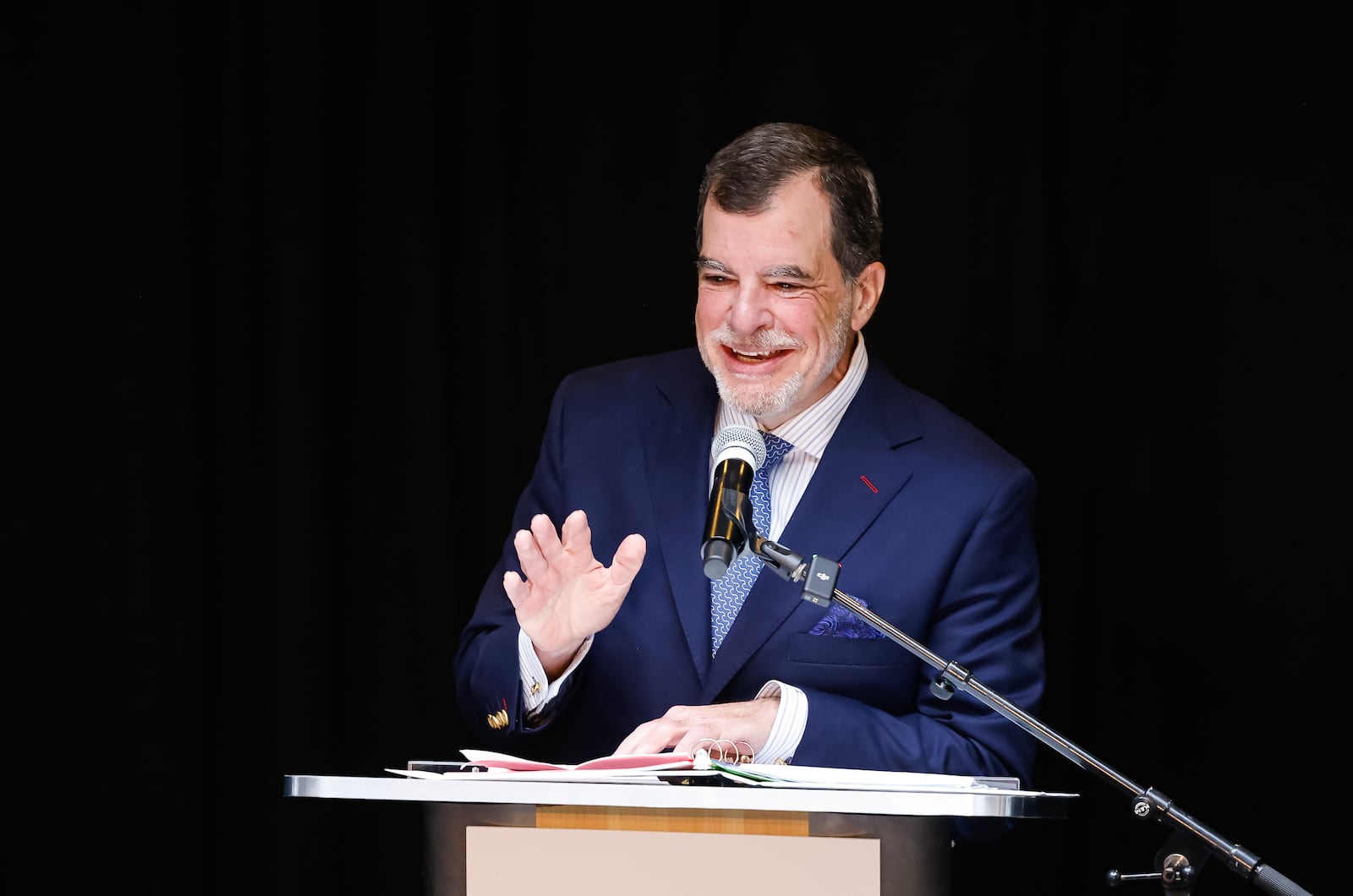 Sen. George Lang, R-West Chester Twp., speaks during a ribbon cutting for the new Advanced Manufacturing Workforce and Innovation Hub Monday, Feb. 2, 2026 in Hamilton. The facility is a partnership between Miami University and Butler Tech in the former VORA Technology Park. NICK GRAHAM/STAFF