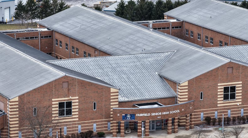 The Fairfield Board of Education unanimously voted for a resolution to put a 1.25% income tax on the May 5 ballot. Seen in this photo is Fairfield Senior High School on Jan. 16, 2026. NICK GRAHAM/STAFF