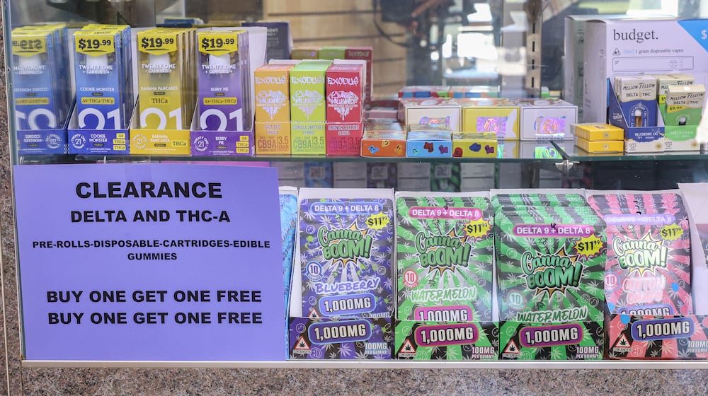 Local smoke shops, like Smoker's Saver on South Smithville Road, were offering deep discounts for the hemp-derived THC products following a now-blocked executive order from Gov. Mike DeWine that banned the products outright. BRYANT BILLING / STAFF