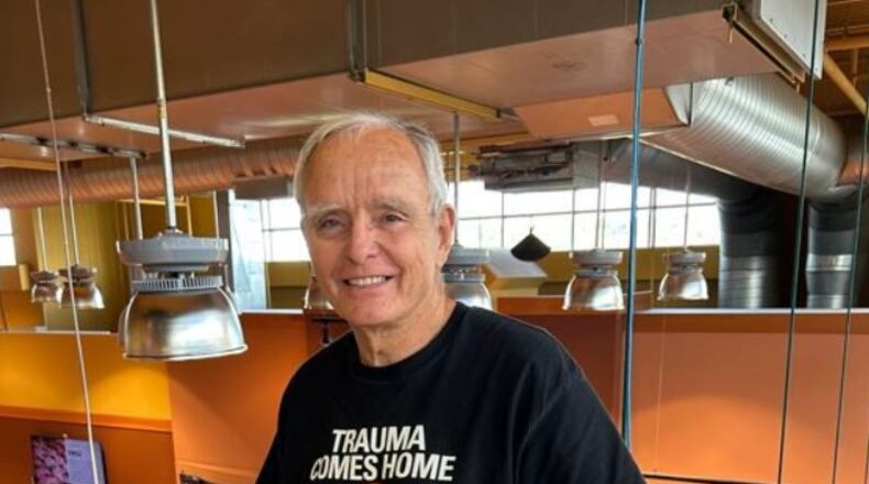 Stafford Ouderkick, 74, a retired veteran from Miamisburg who served in the Air Force, is part of the team that's bringing the movie, "Trauma Comes Home" to Berachah Church in Middletown. RICK McCRABB/STAFF