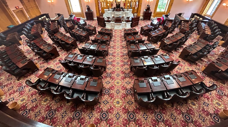 The House Chamber inside the Ohio Statehouse in Columbus.