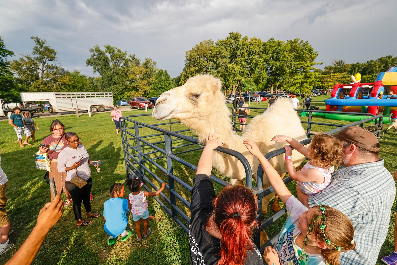 Honey Hill Farm had their mobile petting zoo on hand at National Night Out Tuesday, August 5, 2025 at Smith Park in Middletown. The night was filled with Middletown Division of Police k-9 and SWAT demonstrations, free food from Gold Star and Kona Ice, bouncy houses, a zipline, music from the band, Drive, vendor booths and more. NICK GRAHAM/STAFF