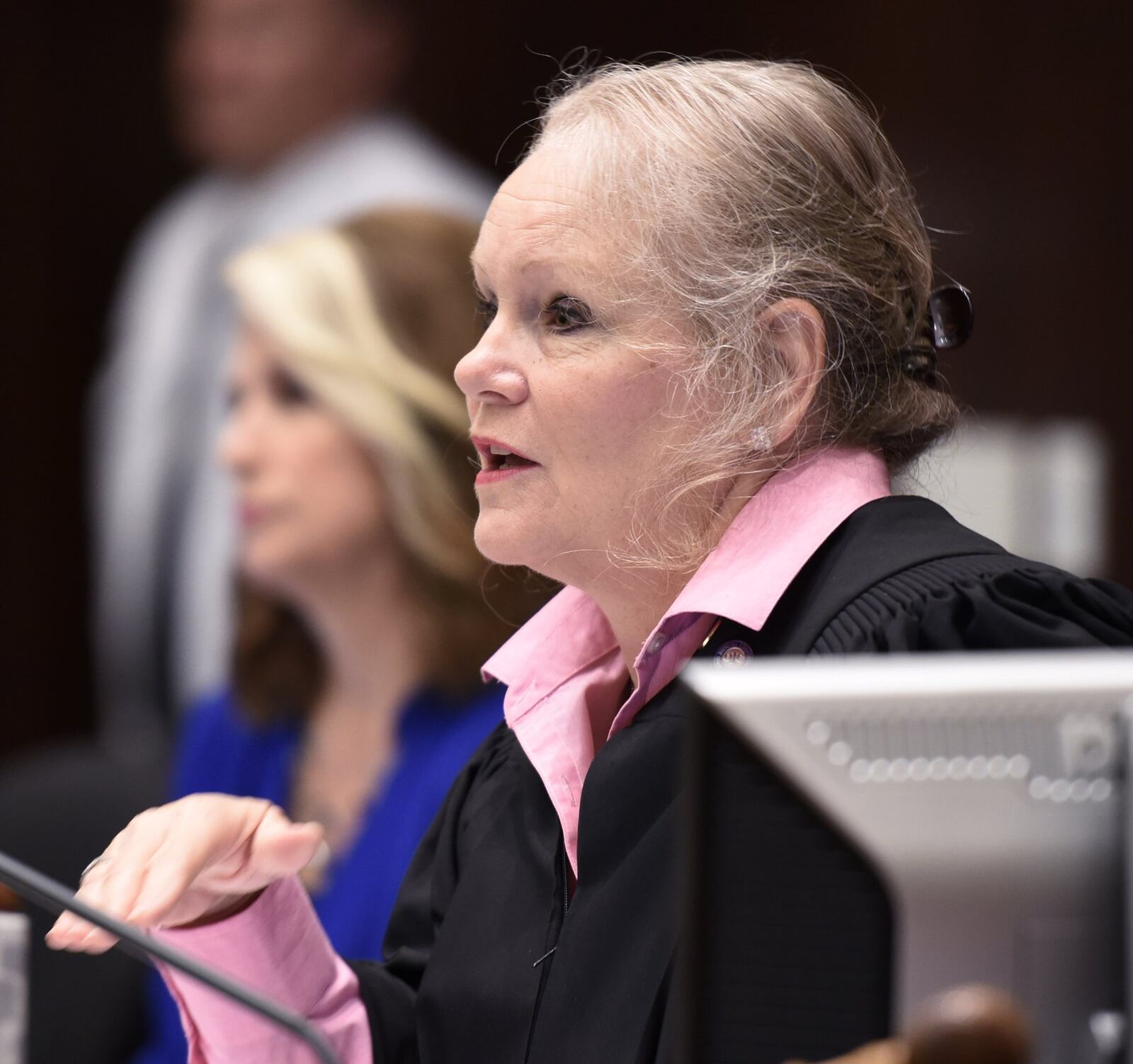 Fairfield Municipal Court Judge Joyce Campbell is one of a couple people looking to replace the late Craig Hedric as a Butler County Common Pleas judge. Hedric died at a local hospital in November after collapsing at his Liberty Twp. home. NICK GRAHAM/STAFF