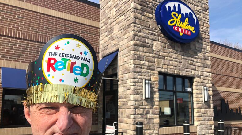 Duane Sparks, 52, a client of Butler County Board of Developmental Disabilities, retired recently after 35 years working at the Fairfield Skyline Chili. An open house was held last week and was attended by co-workers, neighbors, Fairfield firefighters, and the Fairfield mayor. RICK McCRABB/STAFF