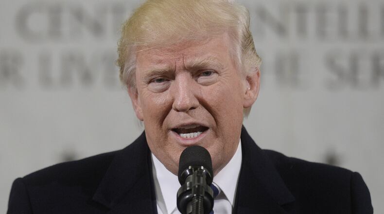 U.S President Trump speaks at CIA headquarters in Langley, Va., on Saturday, Jan. 21, 2017. (Olivier Douliery/Abaca Press/TNS)