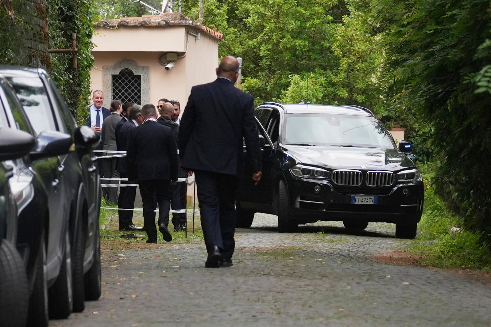 Delegates arrive at the Omani Embassy in Rome after closed-door meeting between Iranian and U.S. delegations to discuss Tehran's rapidly advancing nuclear program, Friday, May 23, 2025. (AP Photo/Andrew Medichini)