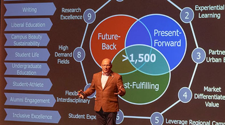 The state of Miami University is strong thanks to a now two-year-old strategic plan with major positive changes on the horizon, said the leader of the school.
During a recent spring update Miami President Gregory Crawford touted the plan as working but also praised its transformation impact as improving the quality of the university. (Provided)