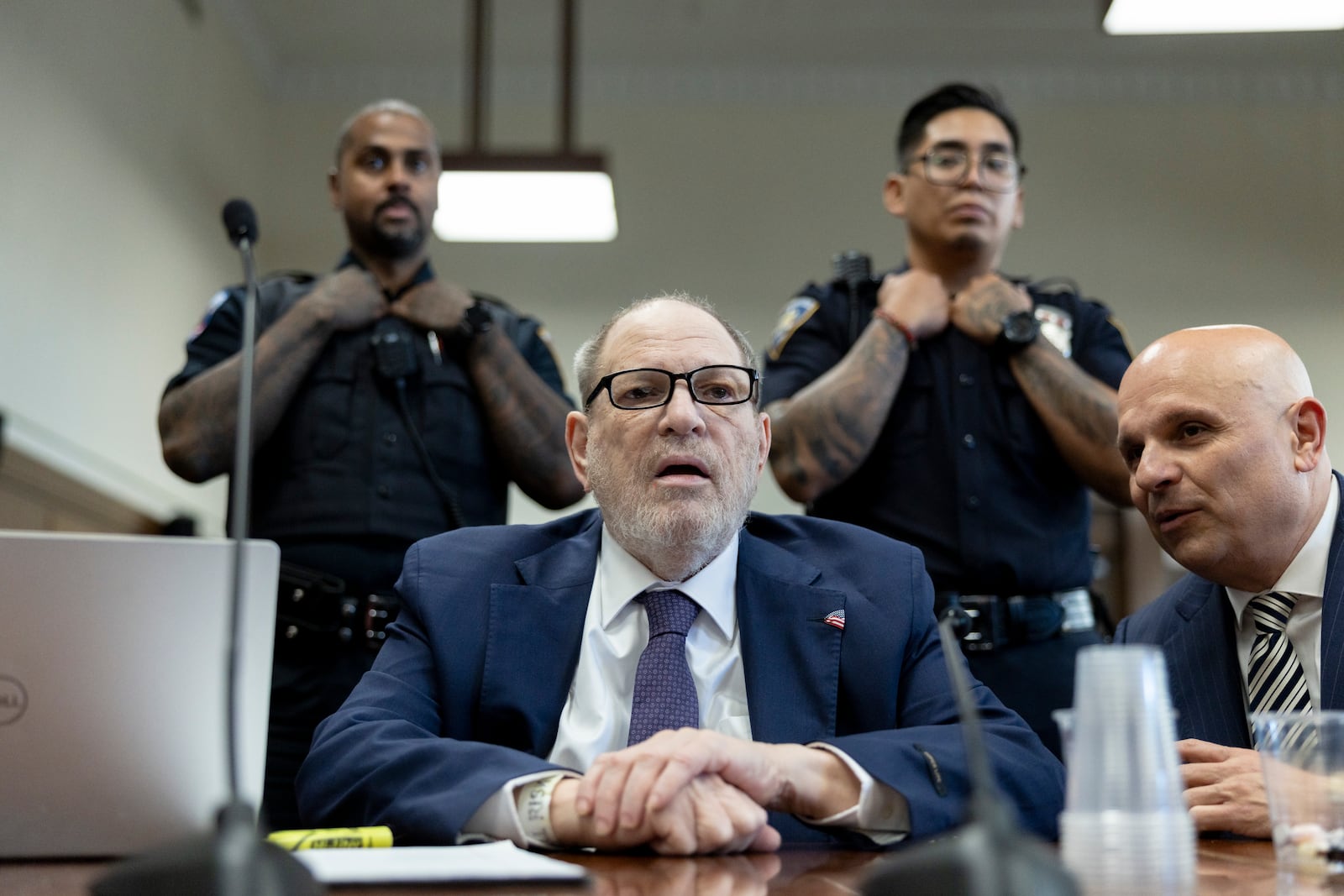 Harvey Weinstein appears in state court in Manhattan for his retrial on Tuesday, May 20, 2025 in New York. (Justin Lane/Pool Photo via AP)