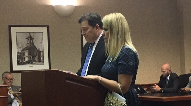 Michelle Gabbard, the wife of a Hamilton firefighter who nearly lost his life in the Great Miami River in 2007, was sentenced to prison last month for identity fraud and misuse of credit cards. It is Gabbard’s second conviction for a financial crime. LAUREN PACK/STAFF
