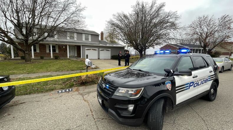 Fairfield police investigate a shooting on Planet Drive on Nov. 17, 2022. RAY PFEFFER/CONTRIBUTED BY WCPO