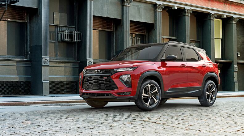 This photo provided by Chevrolet shows the 2022 Chevrolet Trailblazer RS, a small crossover that competes in a crowded field of extra-small SUVs. It's one of the best compacts around and offers lots of features and a spacious cabin. (Courtesy of General Motors via AP).