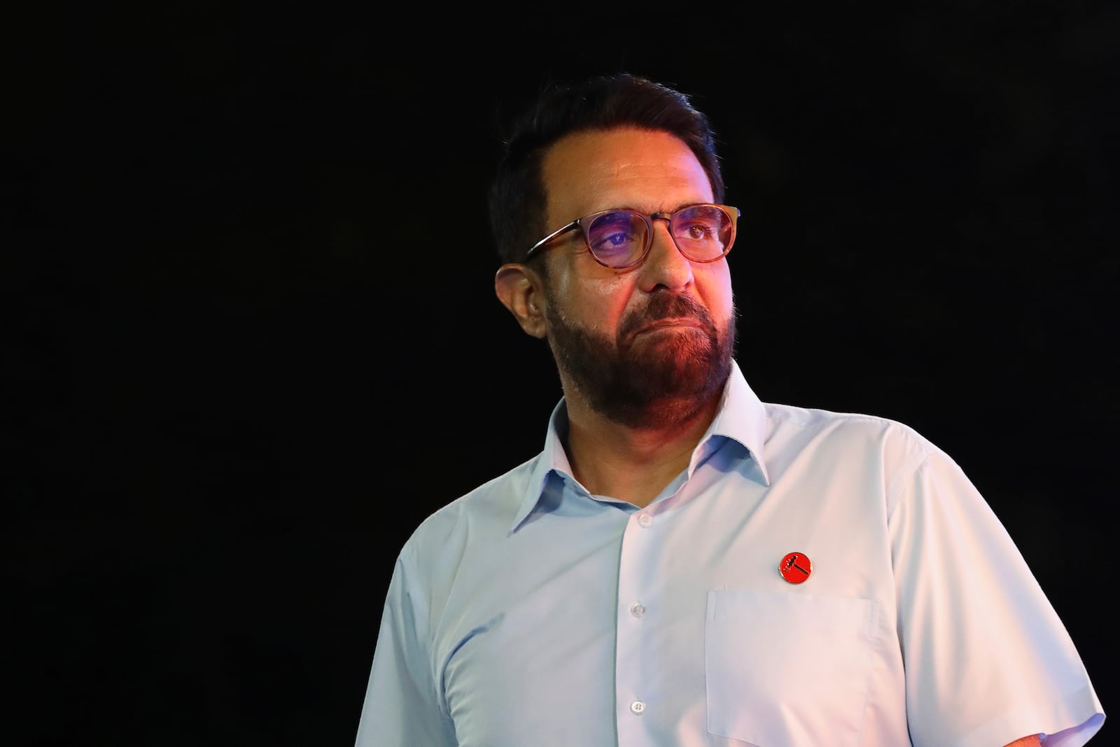 Singapore opposition leader and Workers' Party (WP) Secretary-General, Pritam Singh is seen at the assembly centre during the general election in Singapore, Saturday, May 3, 2025. (AP Photo/Suhaimi Abdullah)