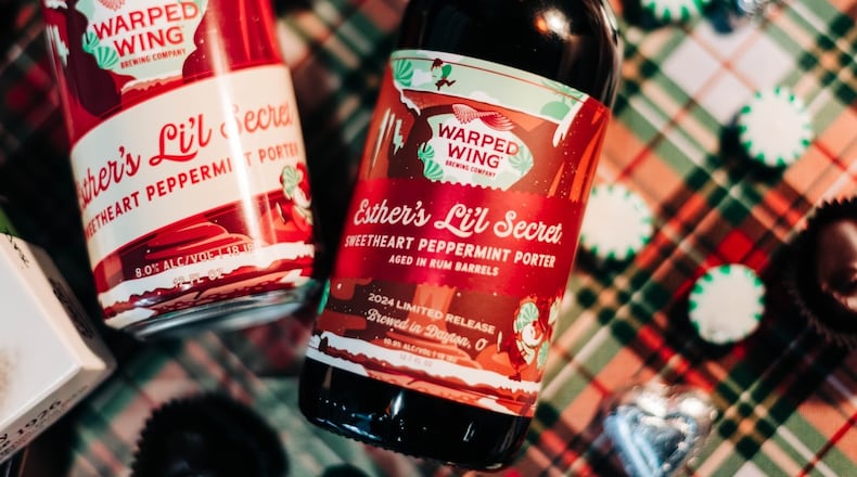 Warped Wing Brewing Company and Esther Price Candies has unveiled its latest iteration of Esther’s Lil Secret — a “Sweetheart Peppermint Porter" (CONTRIBUTED PHOTO).