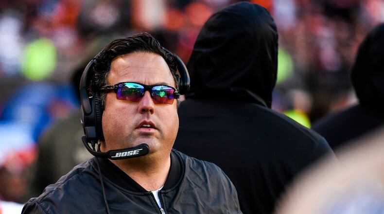 Cincinnati Bengals defensive coordinator Puul Guenther stands on the sideline during their 16-12 loss to the Buffalo Bills Sunday, Nov. 20 2016 at Paul Brown Stadium in Cincinnati. NICK GRAHAM/STAFF