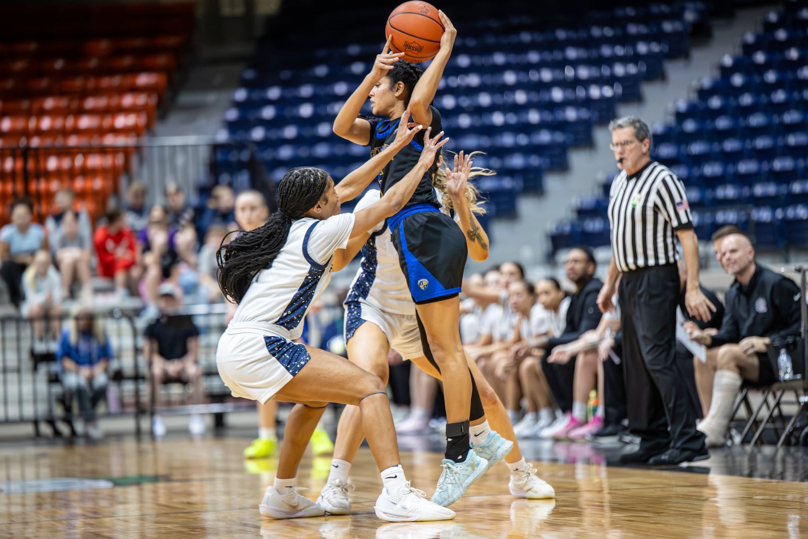 The Fairmont High School girls basketball team beat Olentangy 66-45 on Friday, March 6, 2026 at the Ohio Expo Center's Taft Coliseum in Columbus. The Firebirds advanced to a Division I state semifinal for the first time since 2013. MICHAEL COOPER / STAFF