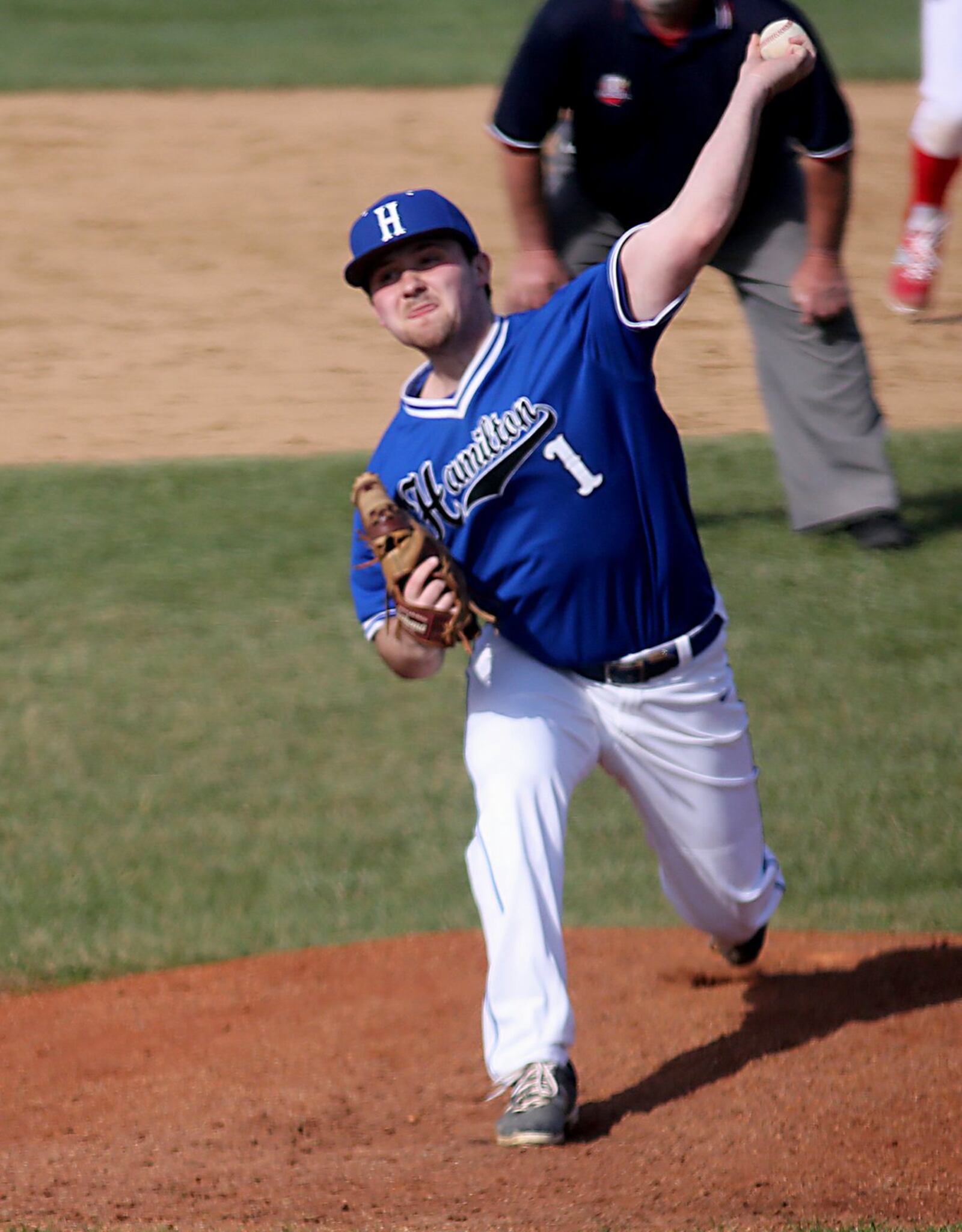Hamilton’s Ryan Kellum delivers a pitch to the plate during Sunday’s game at Lakota West. CONTRIBUTED PHOTO BY E.L. HUBBARD
