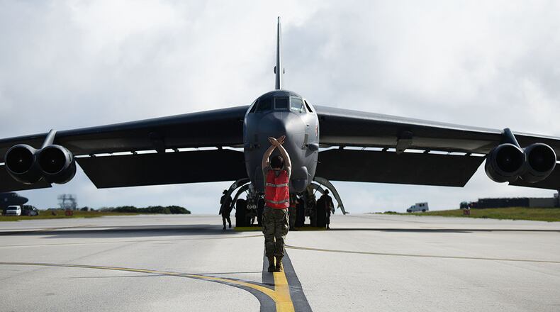 The B-52 is a long-range, heavy bomber that is capable of flying at high subsonic speeds of altitudes of up to 50,000 feet and provides the U.S. with a global strike capability. The deployments also provide Airmen opportunities to train and work with allies and partners in realistic, joint coalition operations and exercises. U.S. AIR FORCE PHOTO/1ST LT. DENISE C. GUIAO-CORPUZ