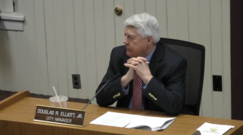 Oxford City Manager Doug Elliott answers questions from Oxford City Council on its opioid settlement. TAJ SIMMONS/CONTRIBUTED