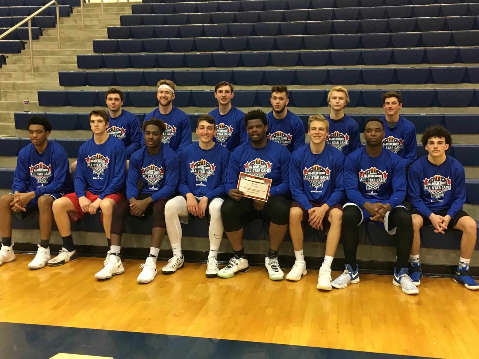 The Blue team defeated the Red 117-100 in Saturday night’s All-Butler County All-Star boys basketball team at the Hamilton Athletic Center. RICK CASSANO/STAFF