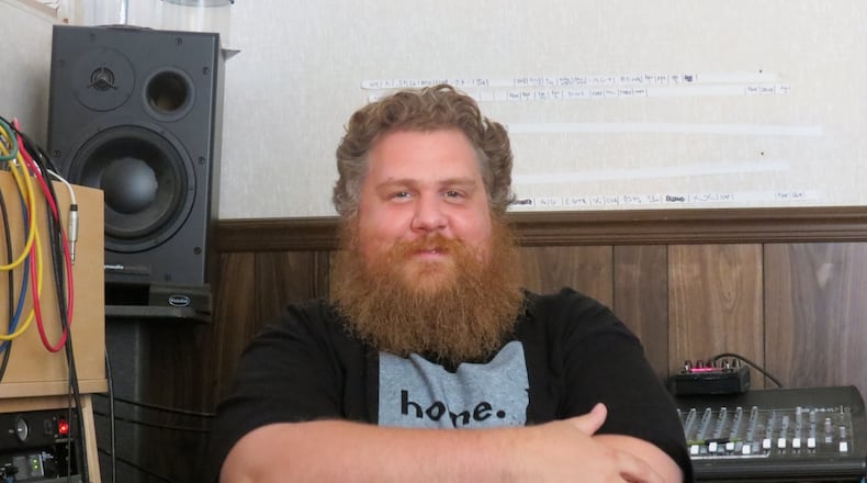 Audio engineer Patrick Himes in his Reel Love Recording Company in Dayton, where he has recorded more than a dozen of the city’s best albums of 2018. CONTRIBUTED