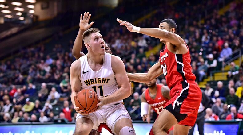 Wright State’s Loudon Love looks for a shot during a game last season vs. Youngstown State. Love led the Raiders past Miami on Saturday in Oxford. Joseph Craven/WSU ATHLETICS