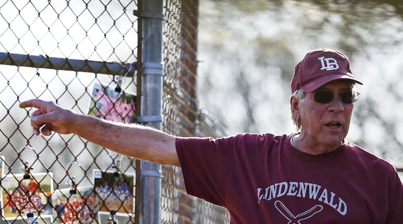 Virgil Cook, a lifelong Hamilton resident who has coached baseball and softball for over 30 years in Lindenwald, had a field (diamond 9) dedicated in his honor at Joyce Park Thursday, April 14, 2022 in Hamilton. NICK GRAHAM/STAFF