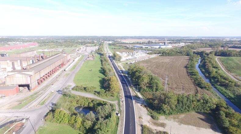 A recent aerial drone flight took this photograph of the progress of road and other infrastructure improvements being done on Oxford State Road. CONTRIBUTED