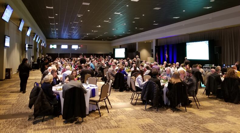About 250 people attended the Chamber of Commerce serving Middletown, Monroe and Trenton annual meeting Thursday night at Miami Valley Gaming in Monroe. Ryan Burgess, director of the Governor’s Office of Workforce Transformation, was the keynote speaker. SUBMITTED