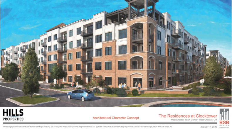 The West Chester Twp. trustees have approved a new luxury apartment development called The Residences at Clocktower that will be built at the Town Center.