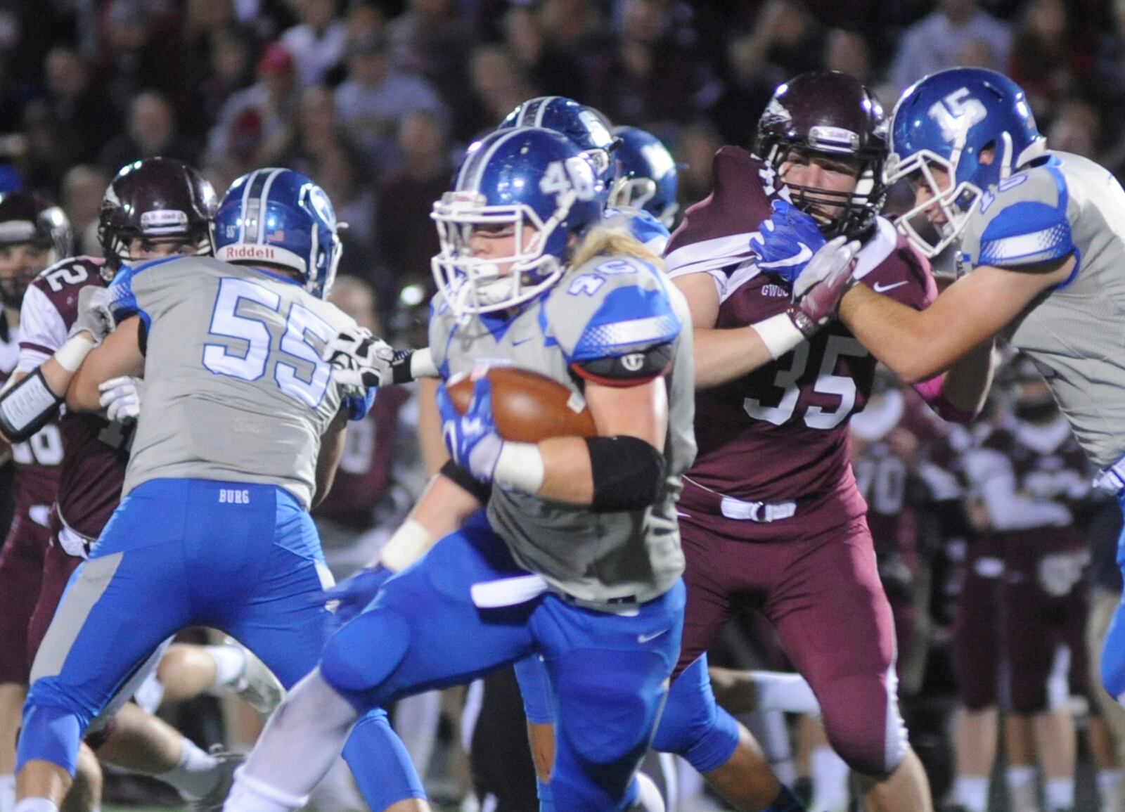 Miamisburg senior RB Jake Neatherton. Lebanon hosted Miamisburg in a GWOC National West high school football game on Friday, Oct. 14, 2016. MARC PENDLETON / STAFF