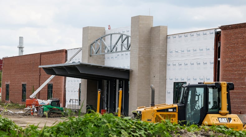 Construction continues on Spooky Nook Sports Champion Mill Monday, Aug. 15, 2022 in Hamilton. This entrance faces north and has a parking lot nearby. NICK GRAHAM/STAFF