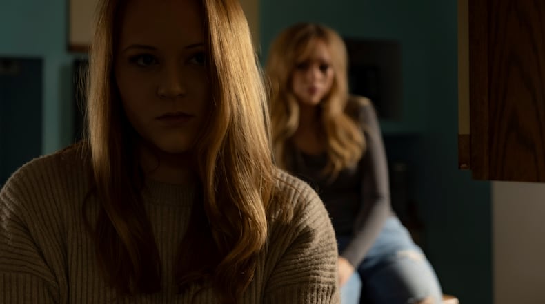 'Just Peachy,' a short film that could be made into a feature length film, will film scene in Hamilton this July. It features Brittany Mcvicker (back) and Grace Balbo and is about a woman named Hope who struggles with mental health, and goes on a journey of faith, hope, and healing. Pictured is a promotion still in advance of filming. PHOTO CREDIT/E414 PRODUCTIONS