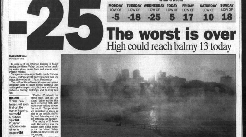 A portion of the front page of the Dayton Daily News on Jan. 20, 1994.