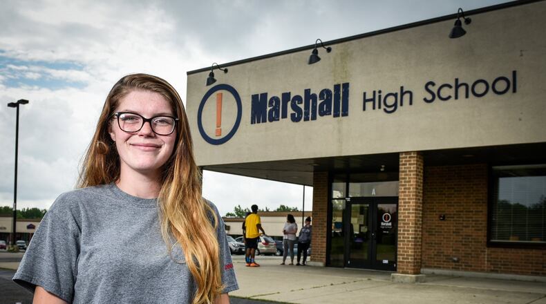 Brooklynn Herald, 20, is graduating from Marshall High School in Middletown after dropping out of school several times, overcoming drug addiction and having a baby. NICK GRAHAM/STAFF