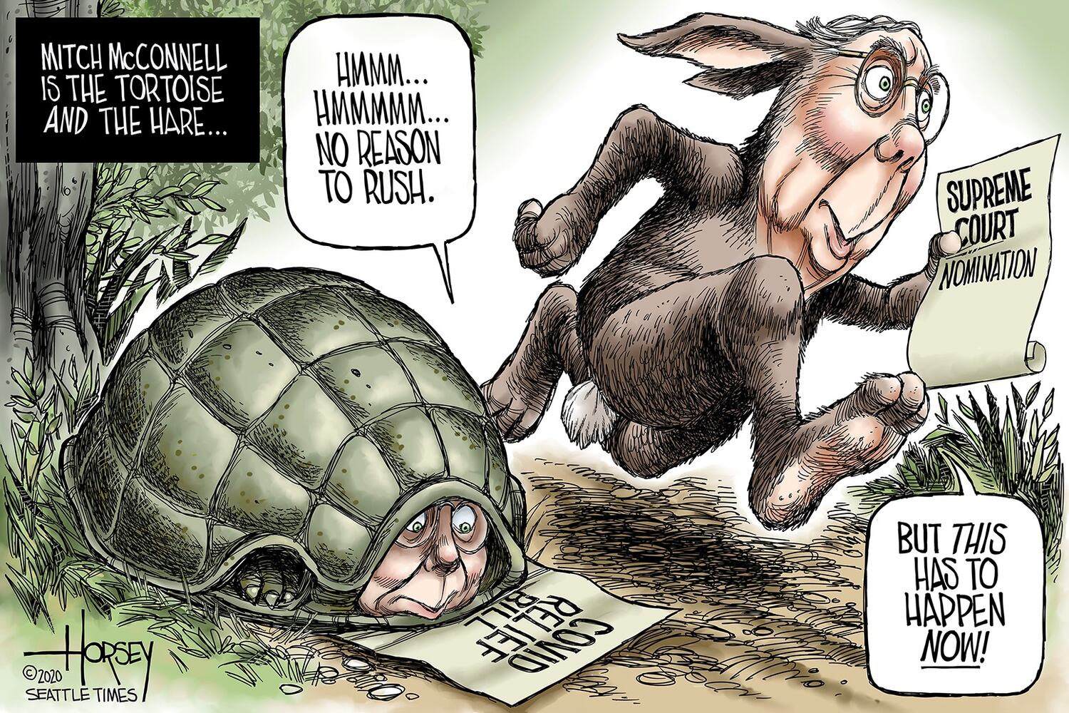Week in cartoons: Town halls, Amy Coney Barrett and more