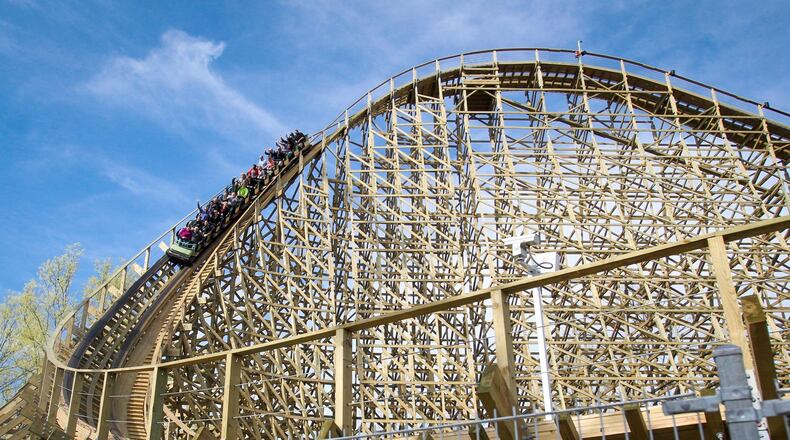 Mystic Timbers is one of many roller coasters at Kings Island in Mason. GREG LYNCH/STAFF FILE