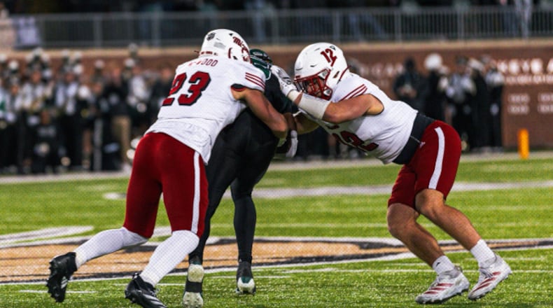 The Miami University football team fell to Ohio 24-20 in the Battle of the Bricks on Tuesday night at Peden Stadium. MIAMI ATHLETICS PHOTO