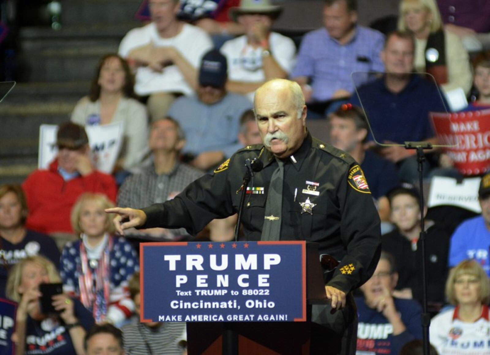 In past elections, Butler County Sheriff Richard Jones’ endorsement has been courted by presidential, gubernatorial, congressional and local candidates. The sheriff was an early supporter of President Donald Trump, and made appearances for then-candidate Trump during his Cincinnati campaign stops in 2016. GREG LYNCH/STAFF