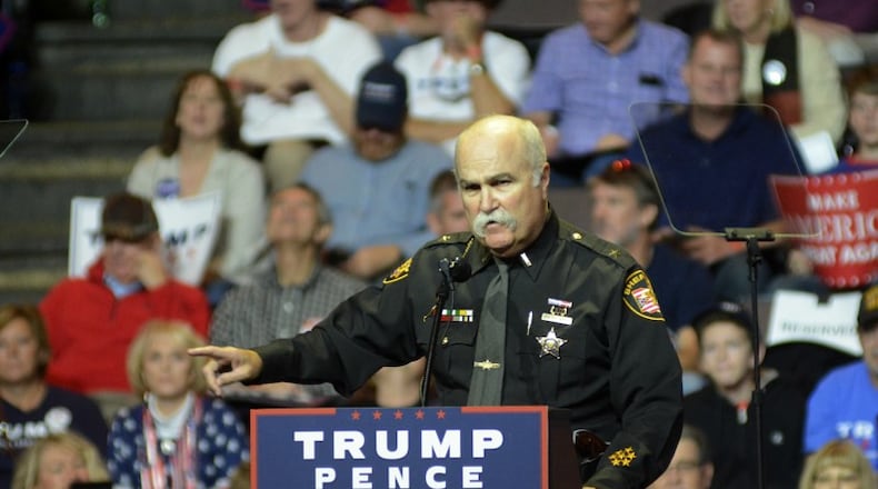 In past elections, Butler County Sheriff Richard Jones’ endorsement has been courted by presidential, gubernatorial, congressional and local candidates. The sheriff was an early supporter of President Donald Trump, and made appearances for then-candidate Trump during his Cincinnati campaign stops in 2016. GREG LYNCH/STAFF