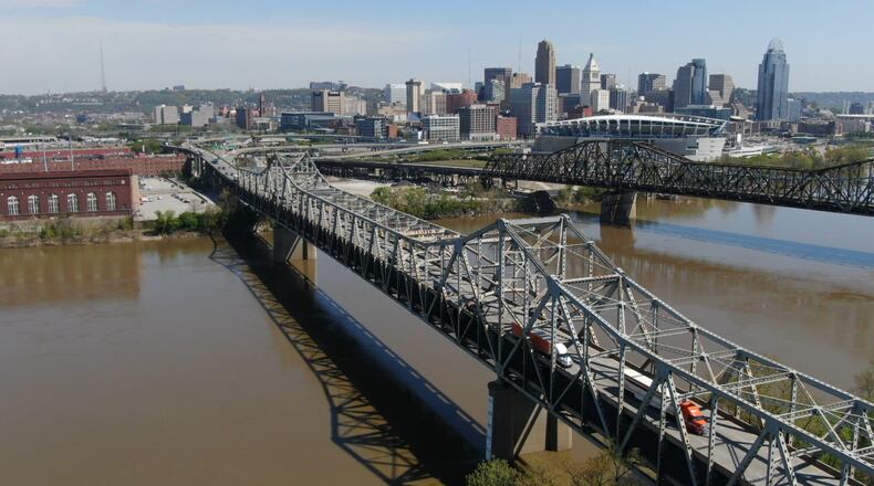 The Brent Spence Bridge spanning the Ohio River.
