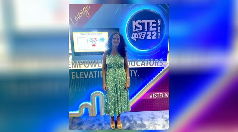 An international digital learning organization has named a Lakota Schools teacher as one their top, rising stars in classroom innovation. The International Society for Technology in Education (ISTE), a nonprofit focusing on accelerating innovation in education, picked Lakota Woodland Elementary School’s innovation specialist, Kimberly Carlson as one of America’s “20 Teachers To Watch.” Carlson is pictured at the ISTE conference this week in New Orleans. (Contributed Photo\Journal-News)