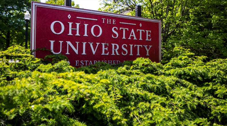 FILE - A sign for Ohio State University stands in Columbus, Ohio, May 8, 2019. On Monday, Jan. 29, 2024, the National Science Foundation announced that it has named the Great Lakes ReNEW group, which includes Ohio State University, as one of 10 regional innovation engines across the country. Each will receive $15 million, with a chance to earn $160 million over the next decade if they can show progress. (AP Photo/Angie Wang, File)
