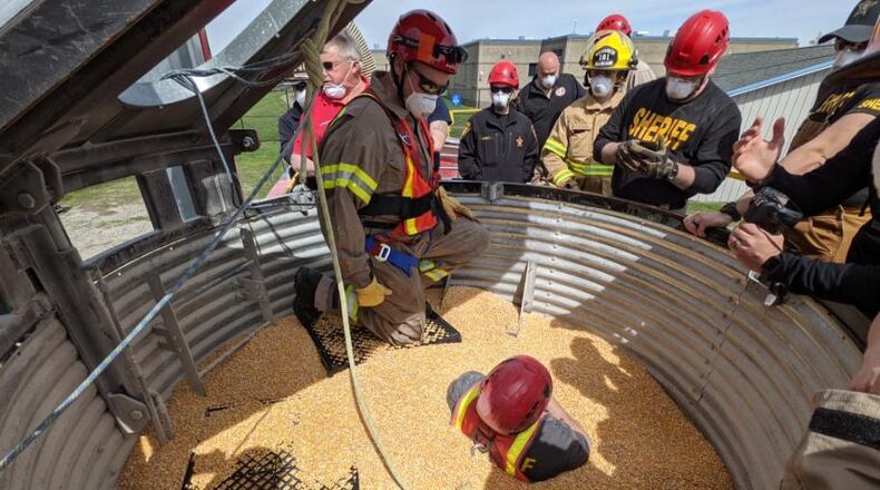 The Emergency Response Team from the Butler County Sheriff’s Office has been training this week on grain entrapment scenarios. CONTRIBUTED