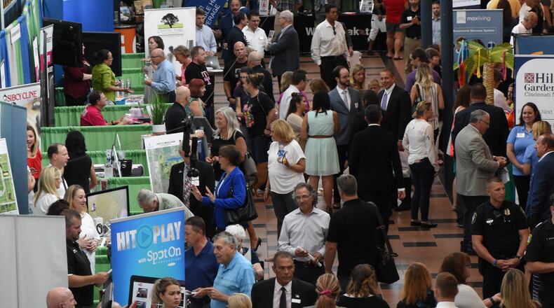 One of the largest symbols of the region’s businesses returning to pre-coronavirus vitality is the revival of a local business expo as it approaches its first appearance in two years. The West Chester/Liberty Chamber Alliance event - shown here at Lakota West High School in 2019 - is one of the biggest in the area. (Provided Photo\Journal-News)