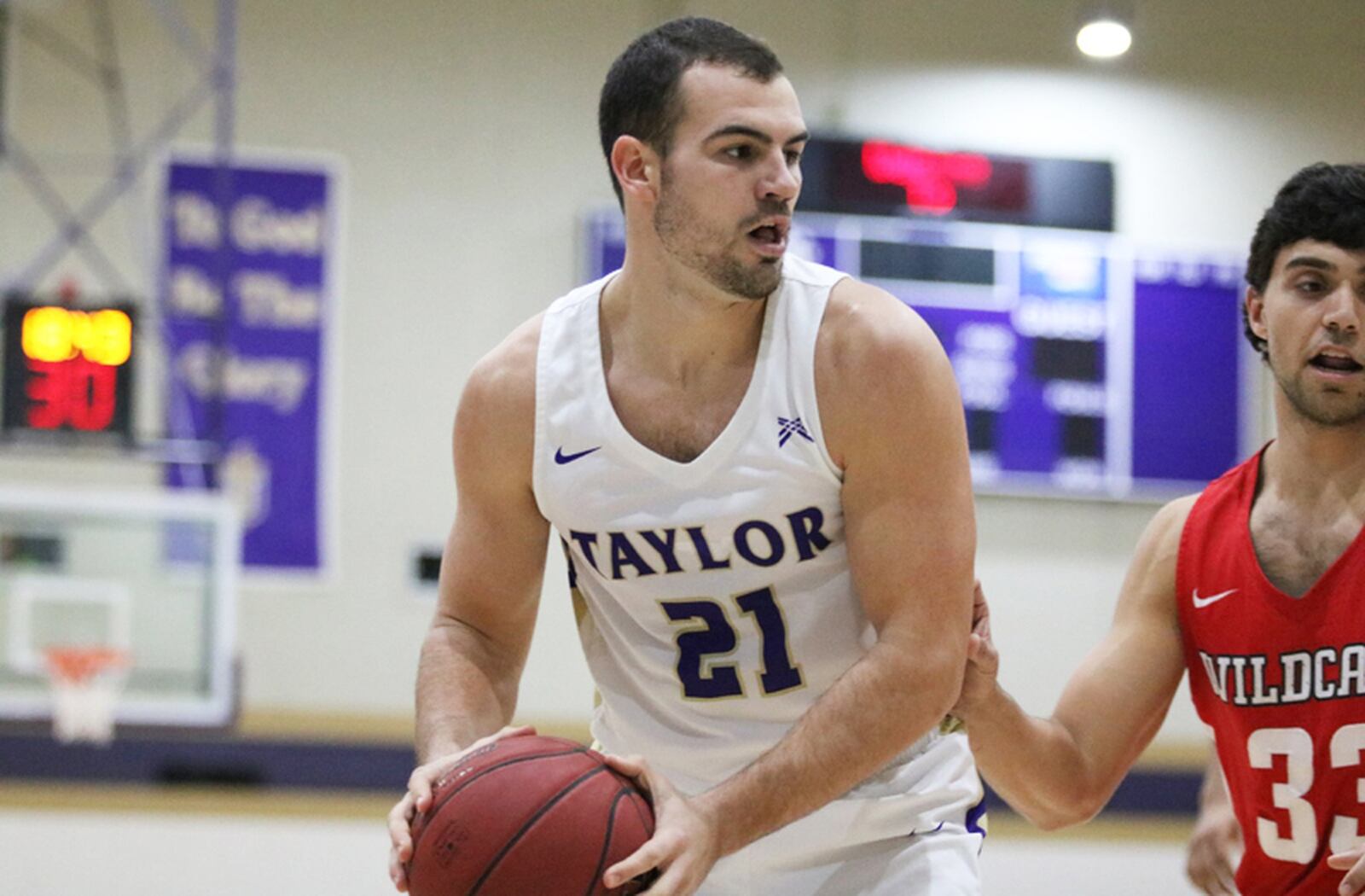 Franklin High School graduate Evan Crowe completed his Taylor University men’s basketball career with 1,255 points. PHOTO COURTESY OF TAYLOR ATHLETICS