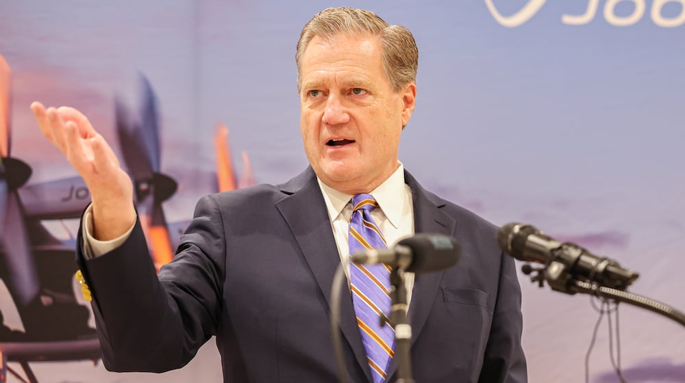 U.S. Rep. Mike Turner (R-Dayton) speaks during a reception on Monday, Nov. 10 at Joby Aviation's new facility near Dayton International Airport. Turner was at odds with the Trump administration and House Republican leaders at times in 2025. BRYANT BILLING/STAFF