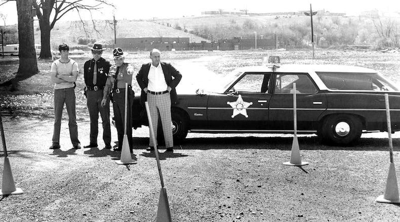 An agility test is set up for a Butler County Sheriff’s Department vehicle.